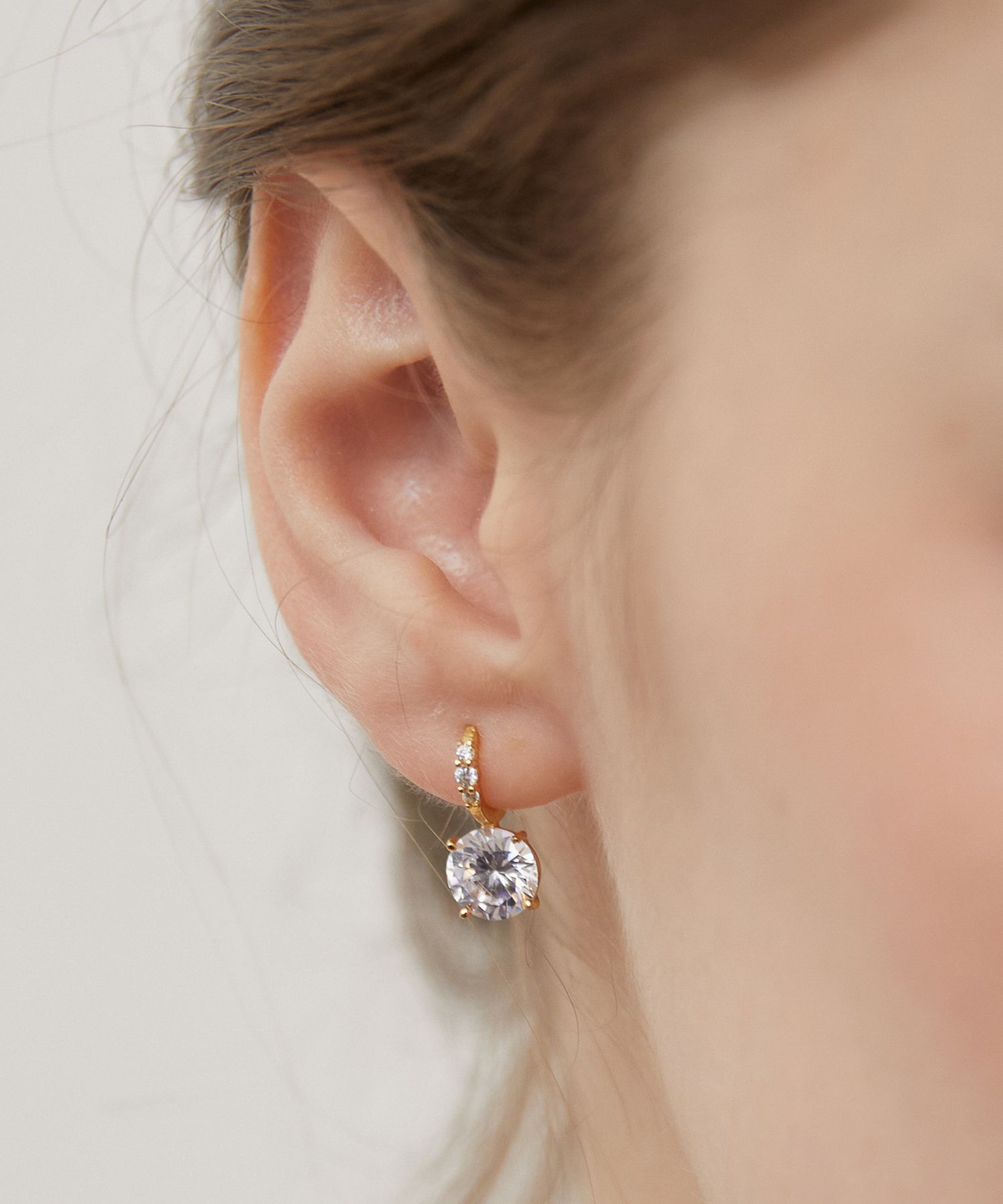 ☆TATIANA☆ Silver 925 Halo Drop Hoop Earrings EC3153 MUSINSA | TATIANA (Silver 925) Halo Drop Hoop Earrings EC3153