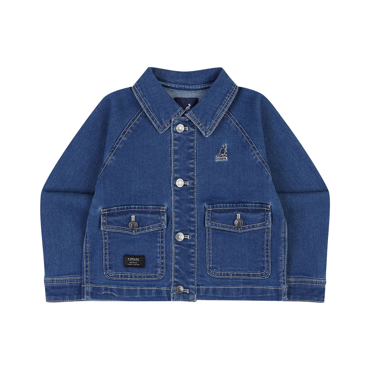 캉골키즈(KANGOL KIDS) 데님 카라 셔츠 자켓 RA 2103 블루