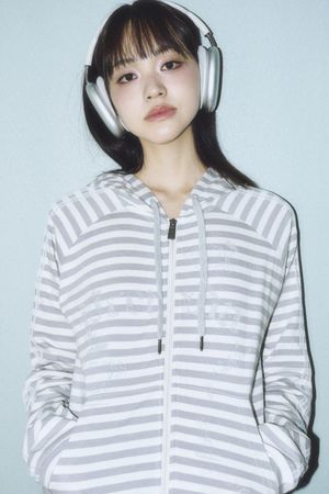 VINTAGE LOGO STRIPE HOOD ZIP-UP GRAY