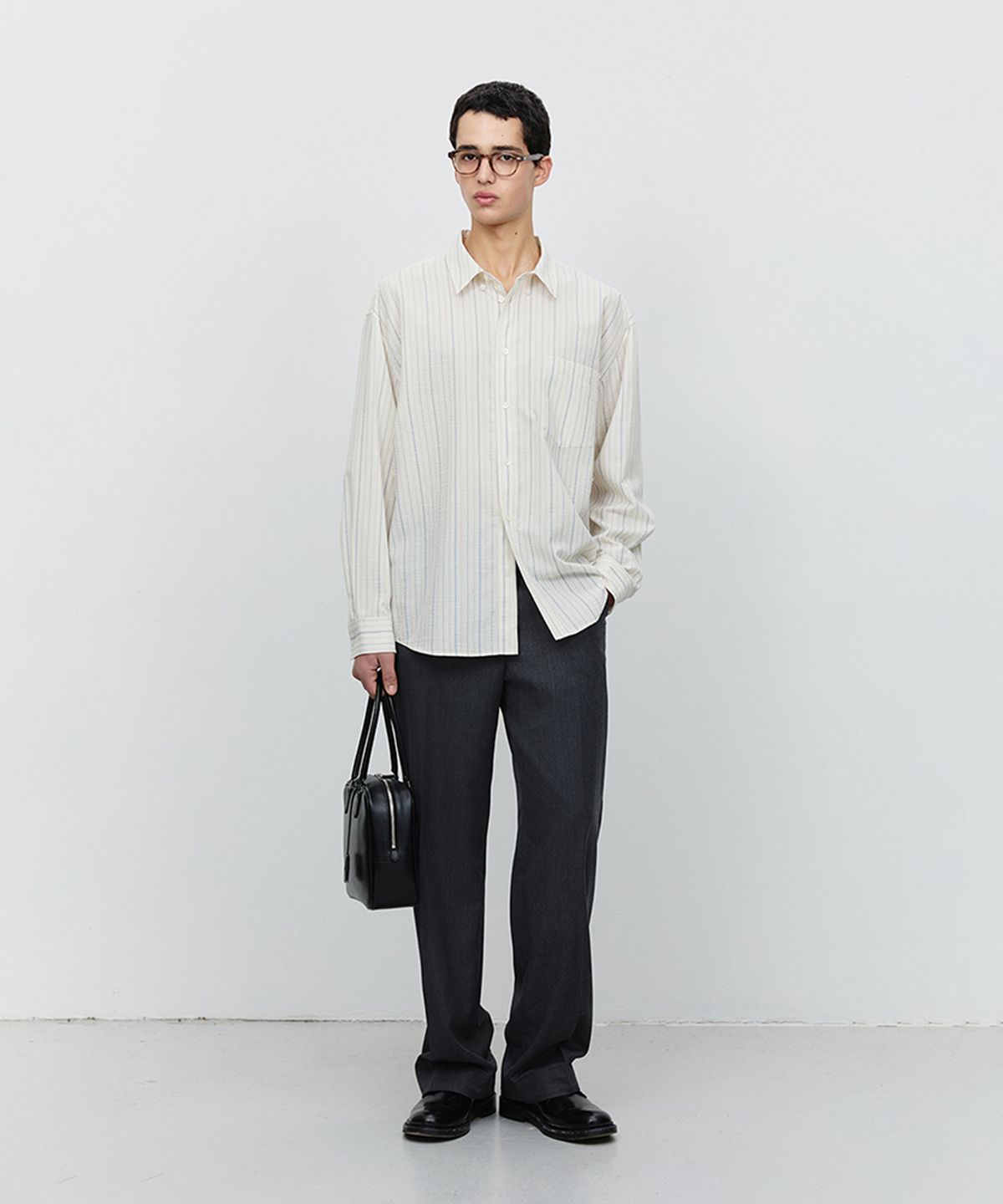 던스트 포 맨(DUNST FOR MEN) SEMI-WIDE SLACKS_UDPA5A306_MELANGE GREY