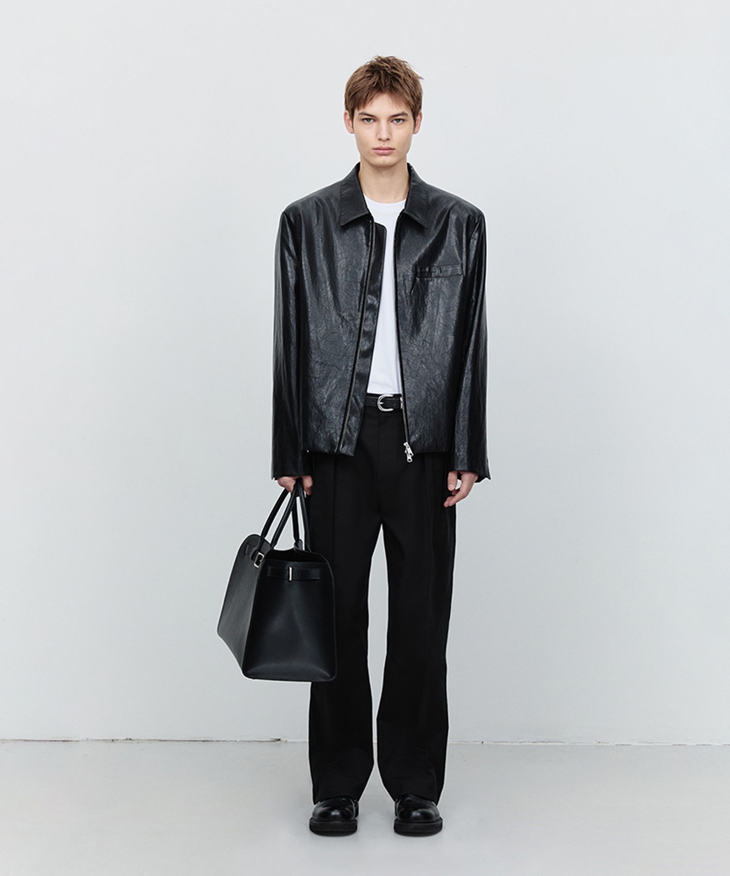 Dunst ♥ COLLARED VEGAN LEATHER BLOUSON JACKET LEATHER MUSINSA | DUNST COLLARED VEGAN LEATHER BLOUSON