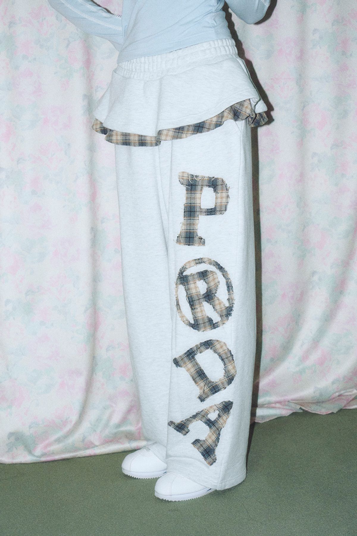 프렌다(PRENDA) PRDA FRILL SKIRT WIDE PANTS HEATHER GRAY