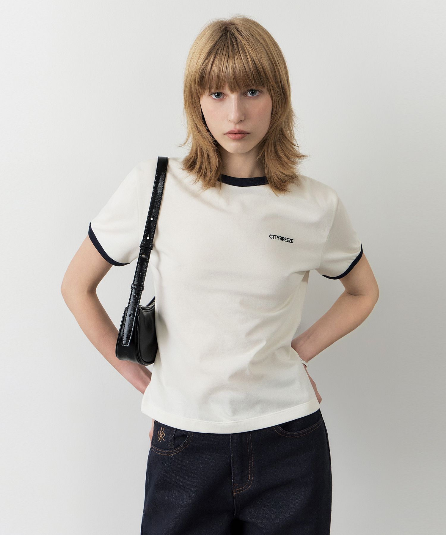 ★citybreeze★ Small Logo Ringer Short Sleeve T-Shirt_3COLOR MUSINSA | CITYBREEZE WOMAN Small Logo Ringer Short Sleeve T