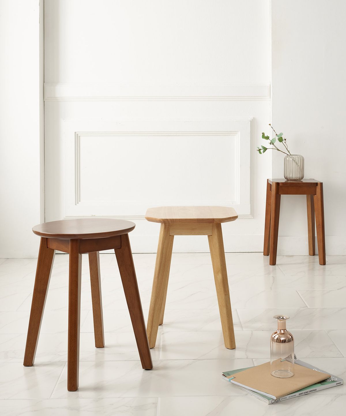 샤이닝홈(SHININGHOME) 그루인 애쉬드 원목 스툴 3type 2컬러