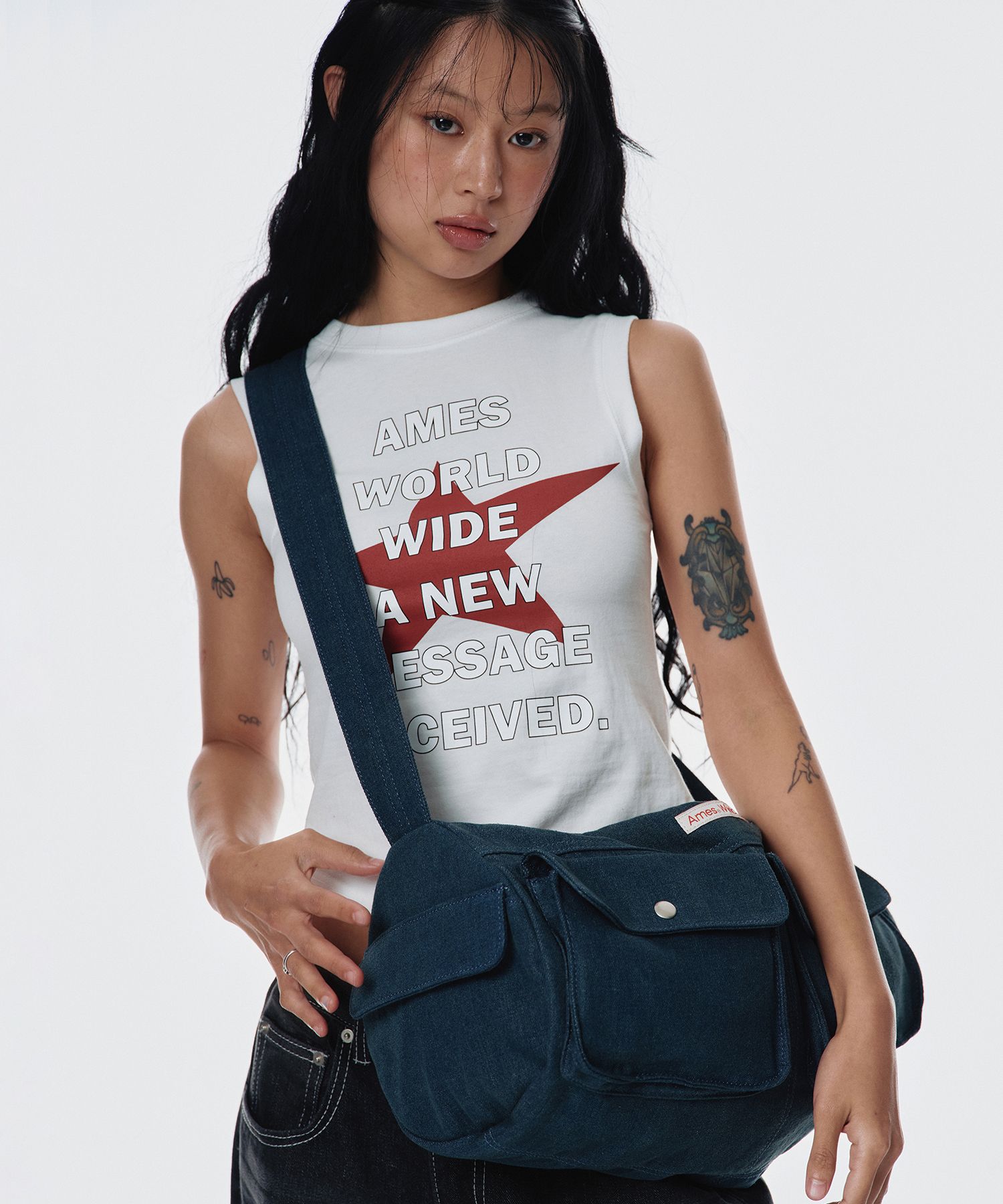 ★AMES-WORLDWIDE★DENIM DUFFLE BAG DEEP BLUE★正規品/送料込 Ames Worldwide] Denim Duffle Bag (2 Color) *Limited Time