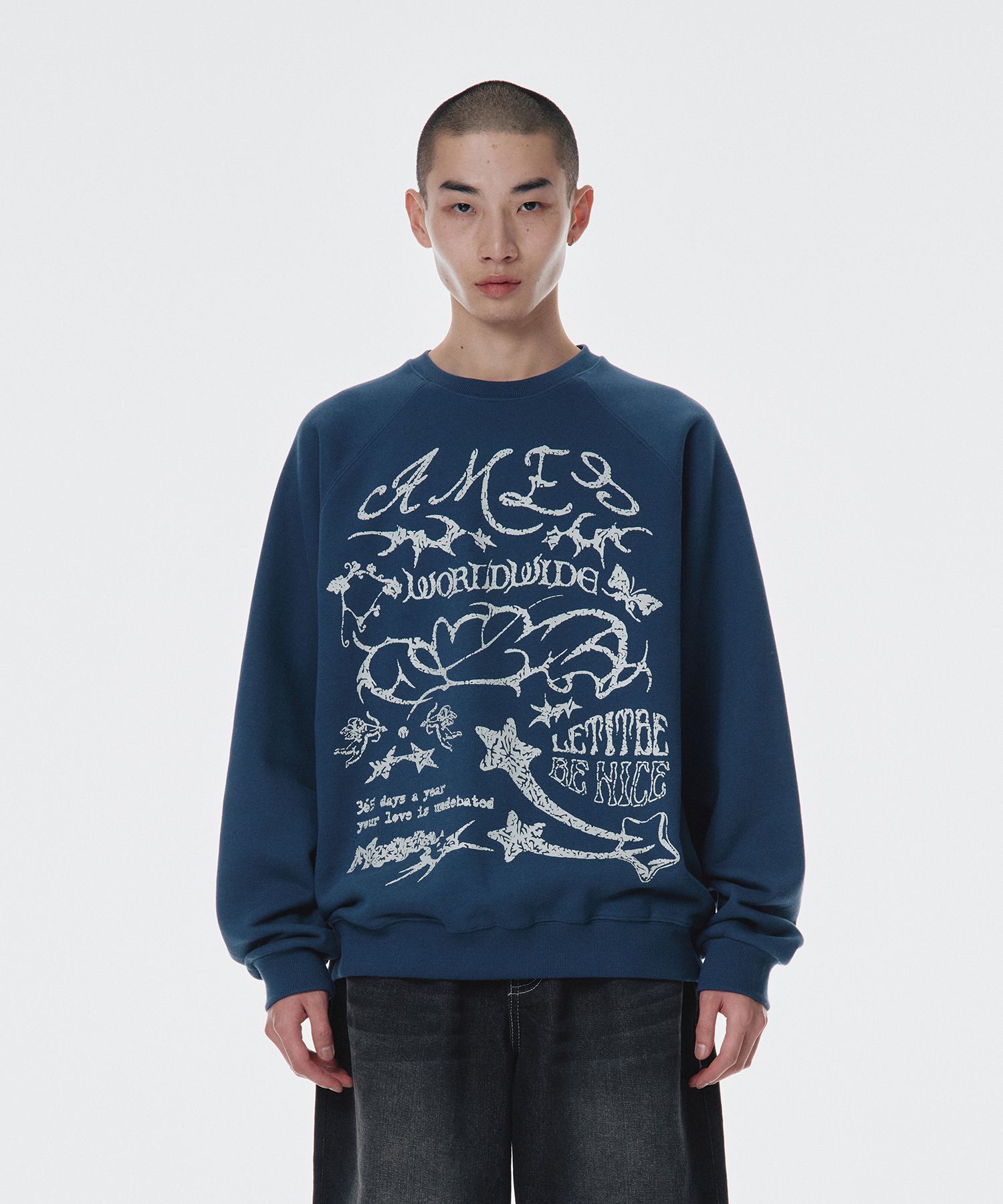★AMES-WORLDWIDE★GRAPHIC RAGLAN SWEATSHIRT BLUE★正規品 MUSINSA | AMES-WORLDWIDE GRAPHIC RAGLAN SWEATSHIRT BLUE