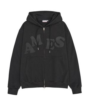 BIG TYPO HOODIE ZIP UP CHARCOAL
