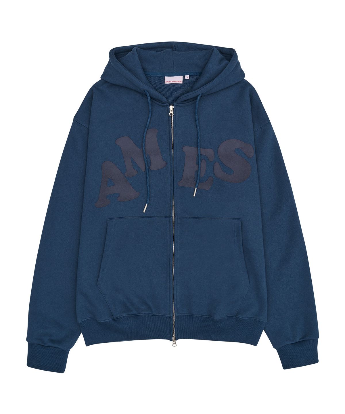 아메스 월드와이드(AMES-WORLDWIDE) BIG TYPO HOODIE ZIP UP BLUE