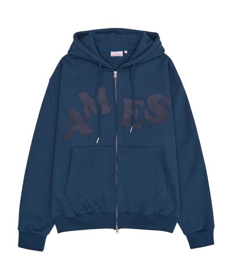 BIG TYPO HOODIE ZIP UP BLUE