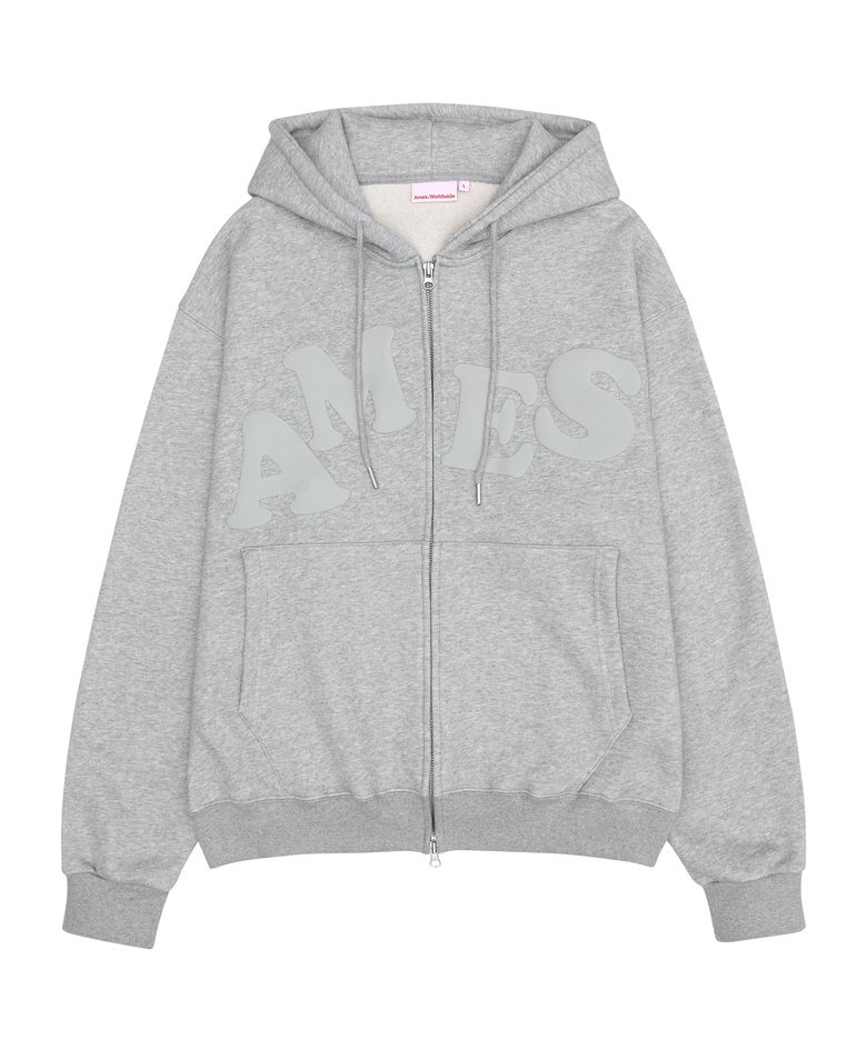 BIG TYPO HOODIE ZIP UP GREY