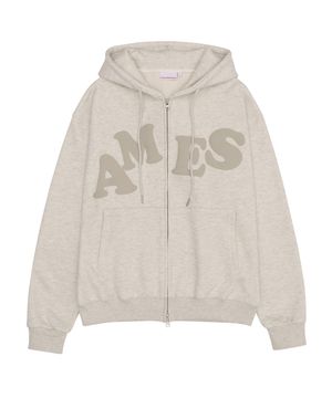 BIG TYPO HOODIE ZIP UP OATMEAL
