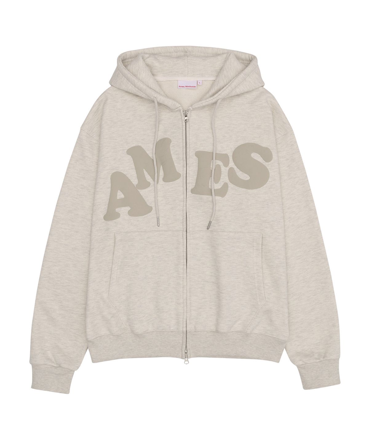아메스 월드와이드(AMES-WORLDWIDE) BIG TYPO HOODIE ZIP UP OATMEAL