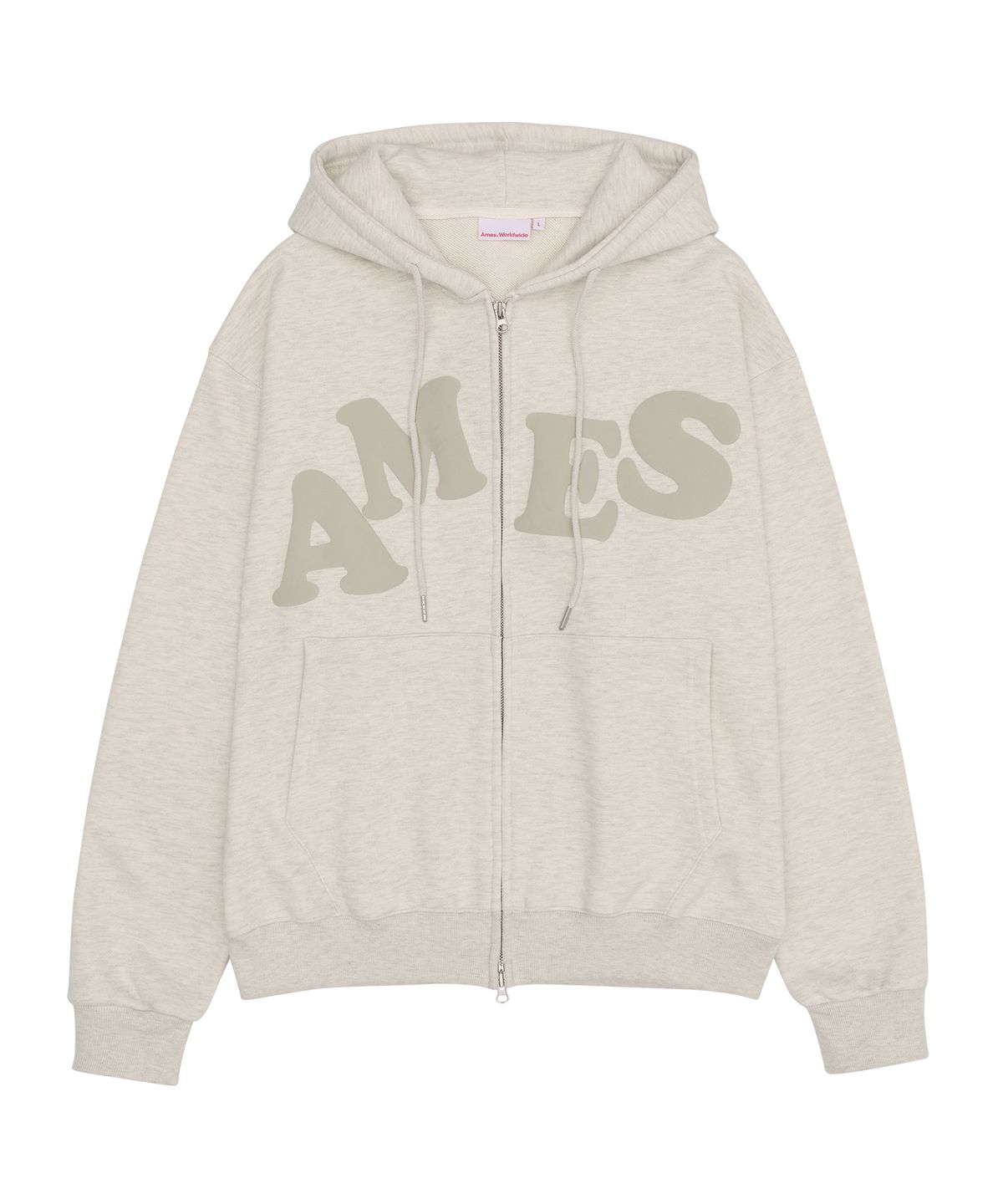 아메스 월드와이드(AMES-WORLDWIDE) BIG TYPO HOODIE ZIP UP OATMEAL