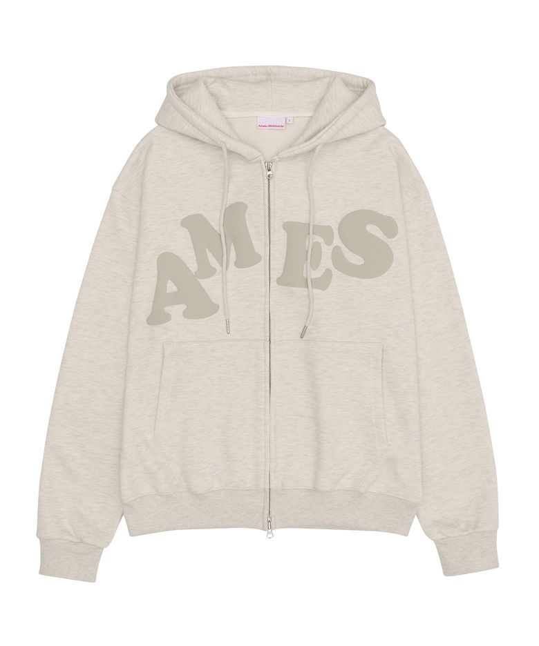 BIG TYPO HOODIE ZIP UP OATMEAL