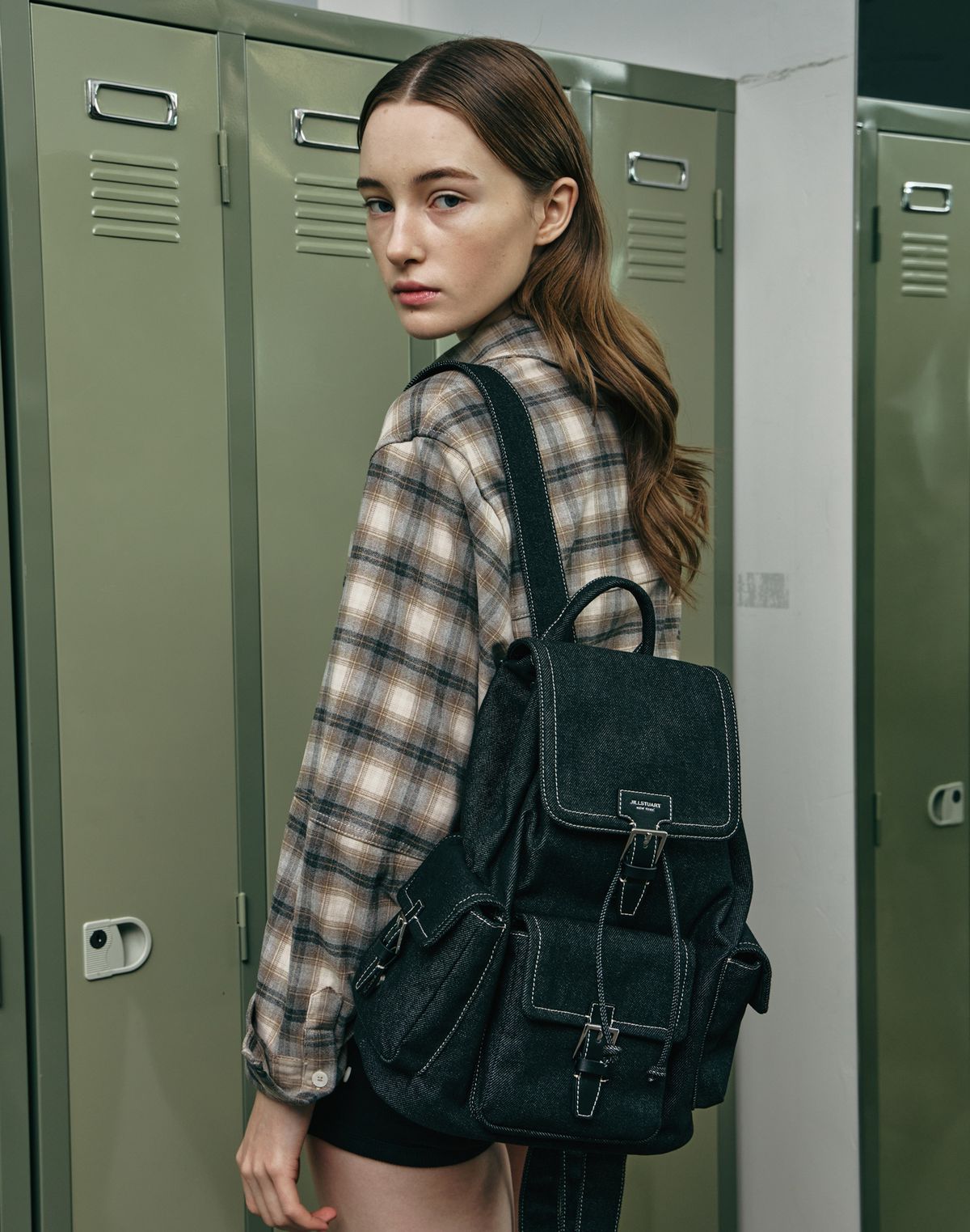 질스튜어트액세서리(JILLSTUART ACC) [젤라또] 버클포인트 가죽배색 면 데님 백팩 2color