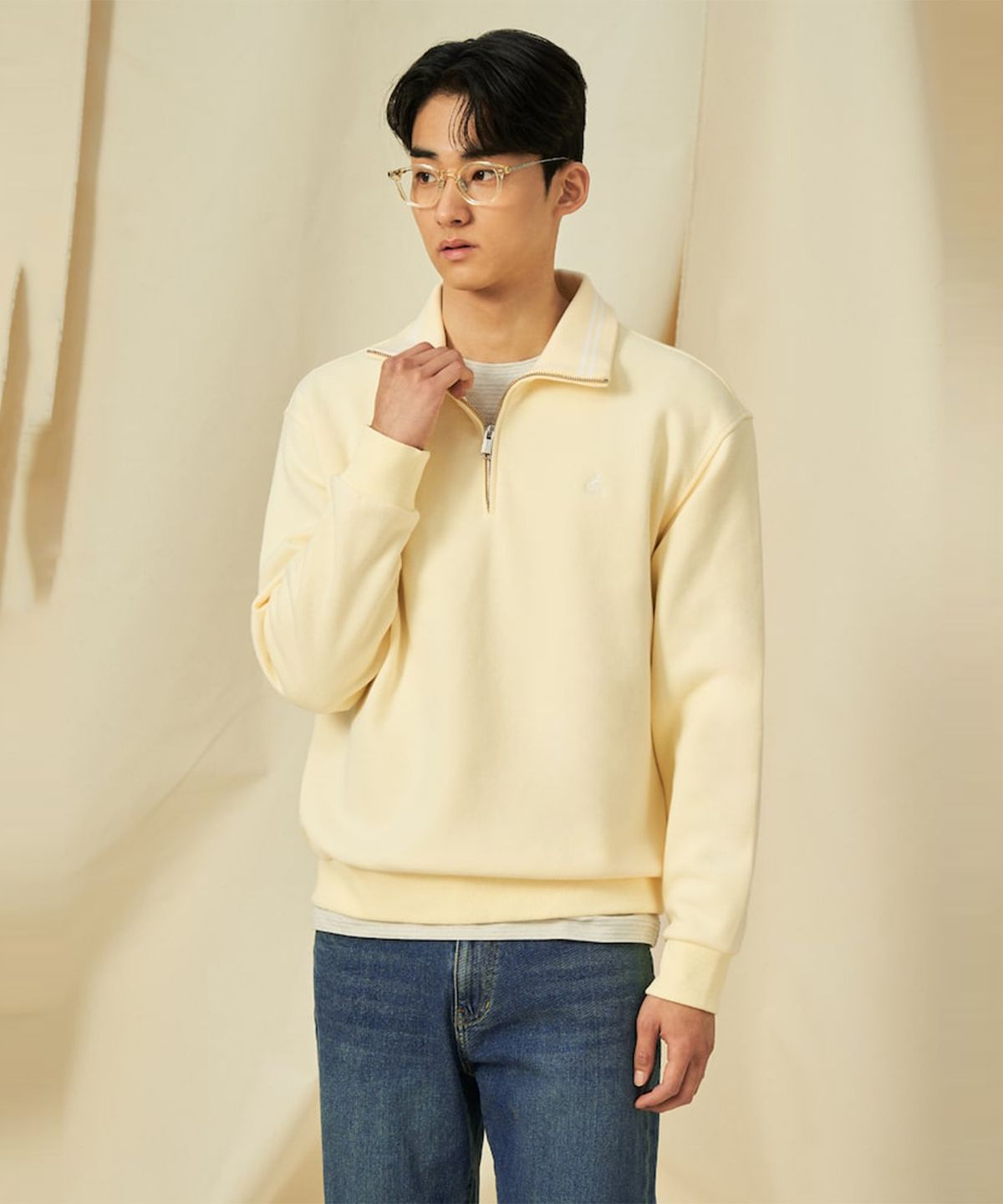 빈폴 멘(BEANPOLE MEN) 칼라넥 스웨트 셔츠  옐로우