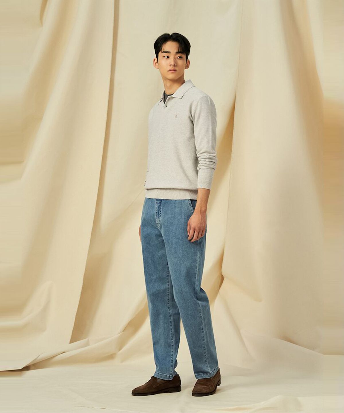 빈폴 멘(BEANPOLE MEN) 밴딩 저지 데님 팬츠  블루 (BC5121C75P)
