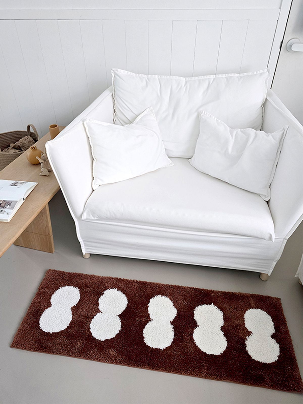 블랑쉬하우스(BLANCHE HOUSE) 블랑쉬 브라운 땅콩 소프트 로맨틱 러그 40x120