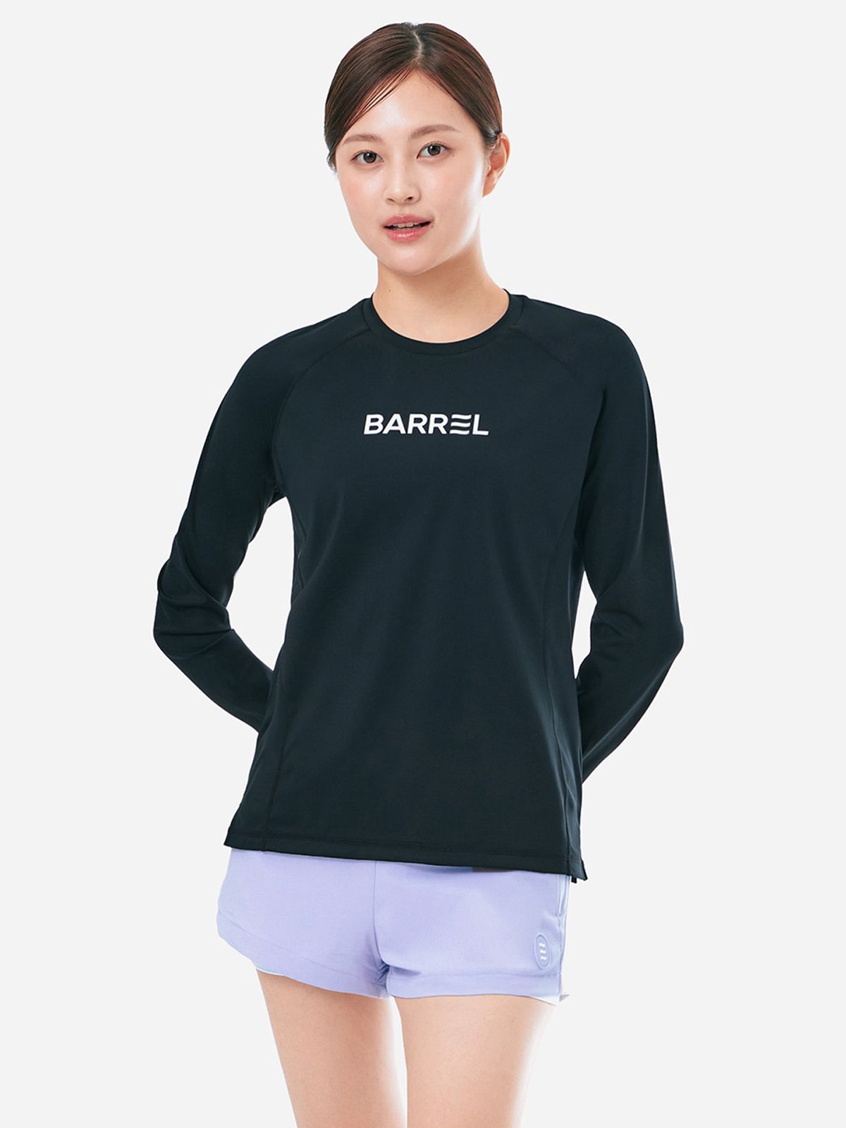 배럴(BARREL) 우먼 에센셜 릴렉스핏 래쉬가드 블랙 (B5SWWRG001BLK)