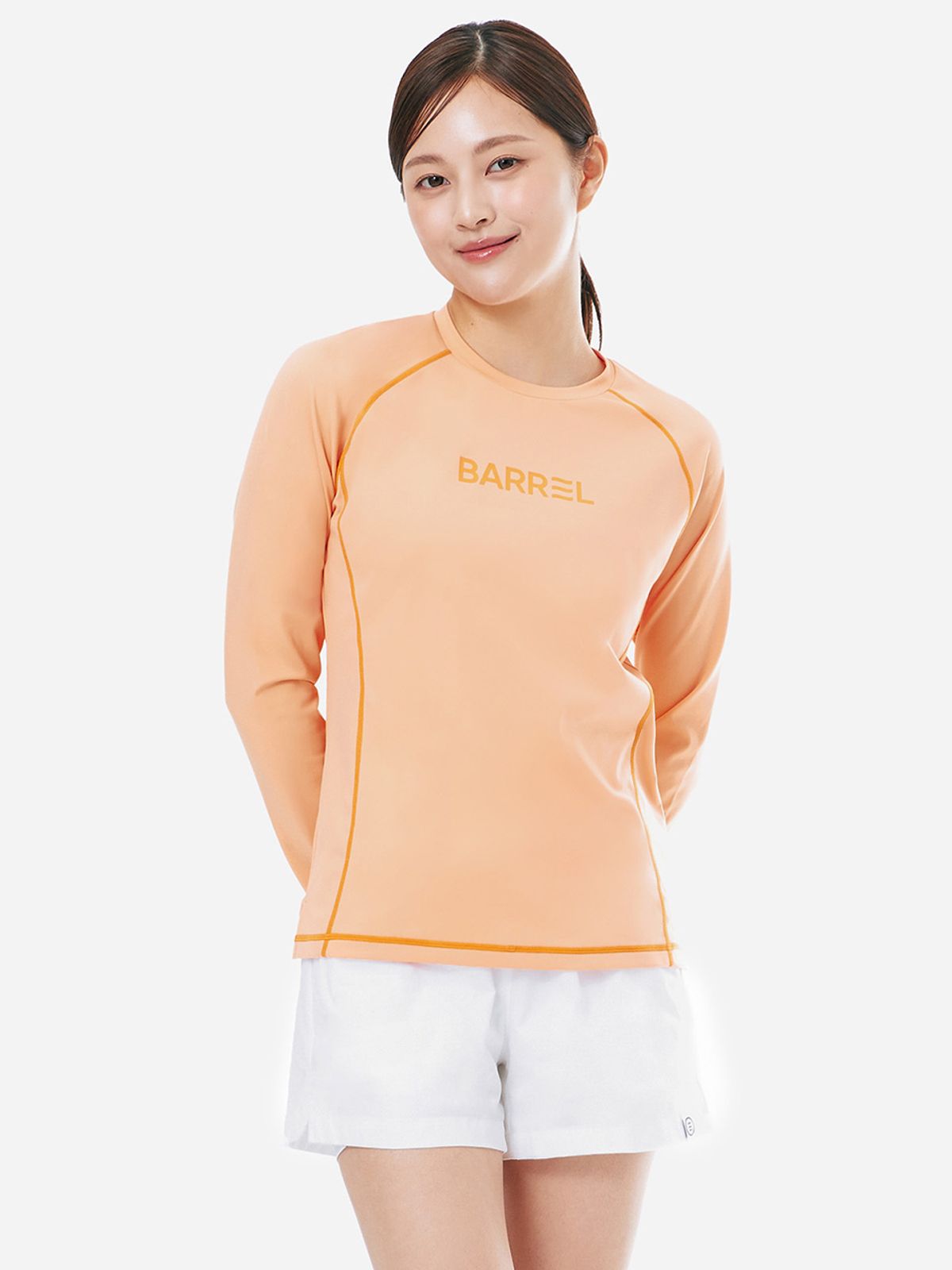 배럴(BARREL) 우먼 에센셜 릴렉스핏 래쉬가드 라이트오렌지 (B5SWWRG001LOR)