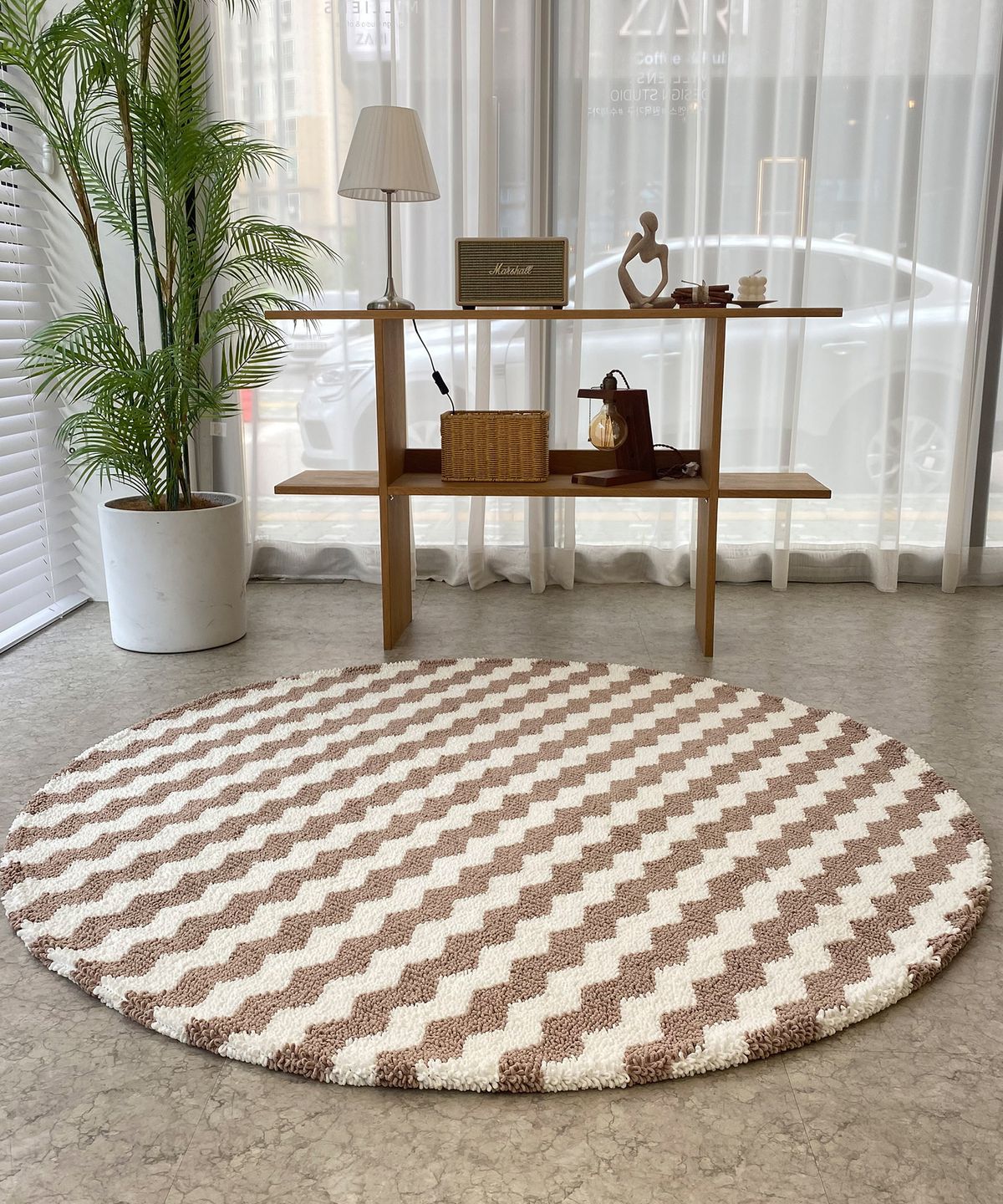 샤이닝홈(SHININGHOME) 꼬모러그 폼폼 루프 원형카페트 2size 3컬러