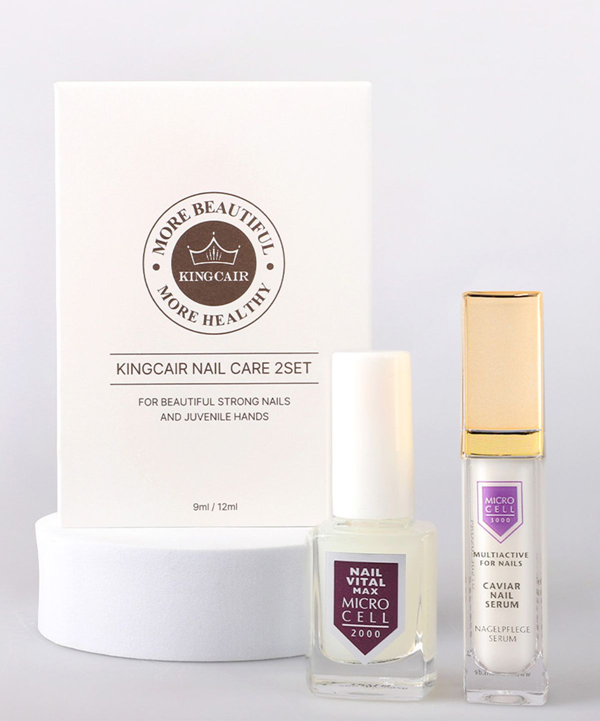 마이크로셀(MICROCELL) 킹케어 마이크로셀 바이탈 맥스+캐비어 네일 세럼 손톱영양제 기프트 2종 세트