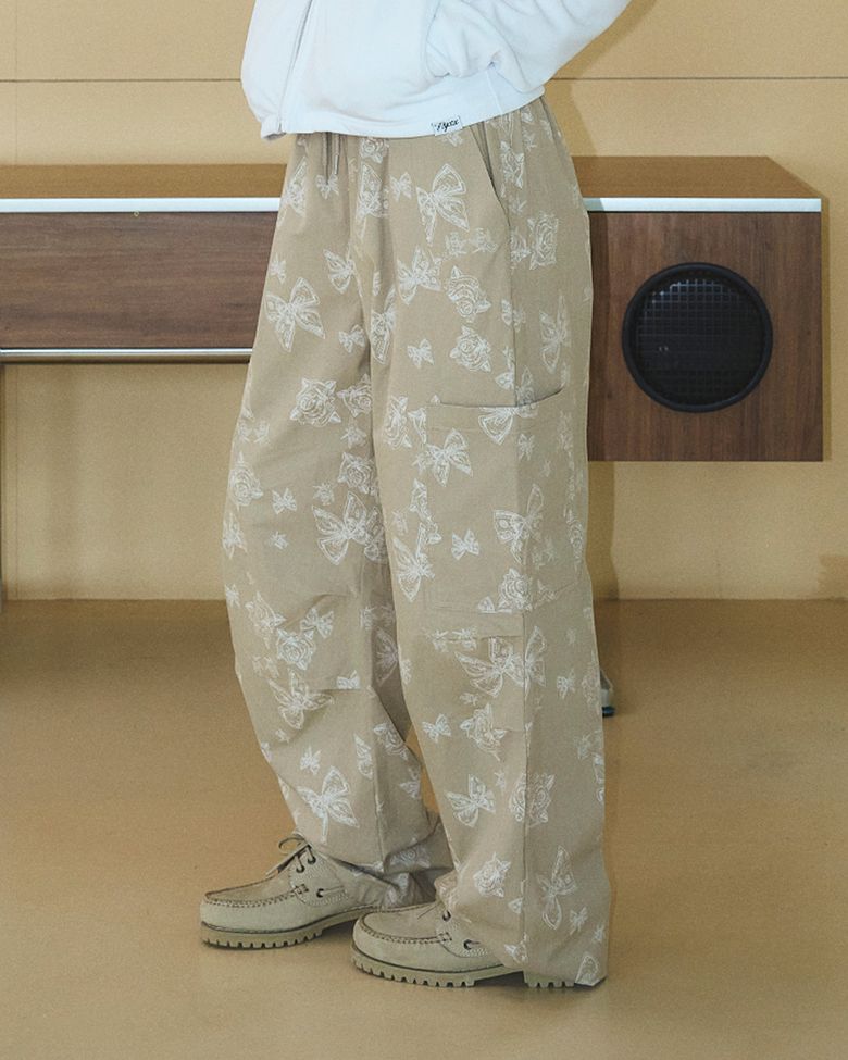 RIBBON COTTON PANTS BEIGE