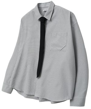 [데일리룸 X 로템버] 오디너리 크롭 스트라이프 셔츠 [WHITE] 단품/SET