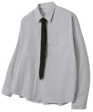 [데일리룸 X 로템버] 멀티 레일 크롭 스트라이프 셔츠 [WHITE] 단품/SET