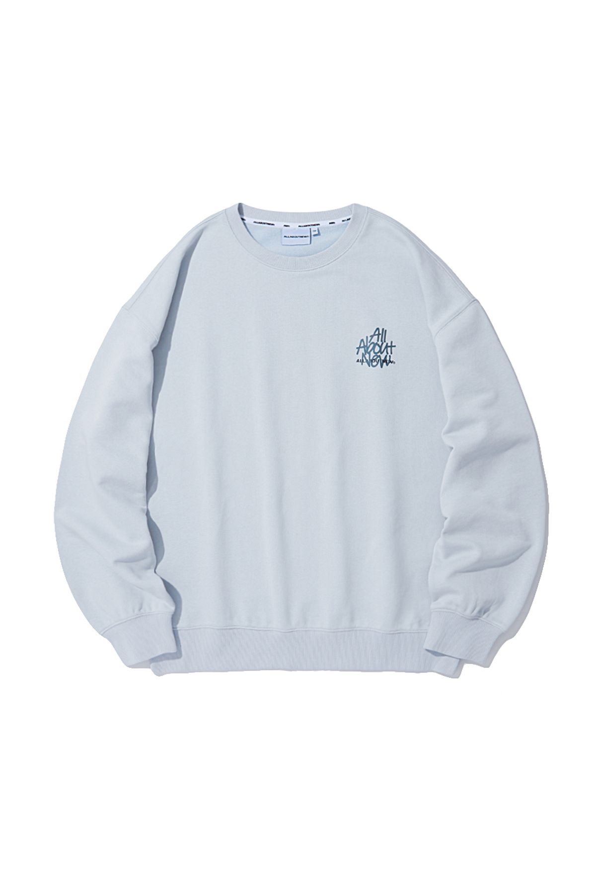 올어바웃뉴(ALL ABOUT NEW) 흘림체 로고 맨투맨 L블루 ANZ1TM31GLB