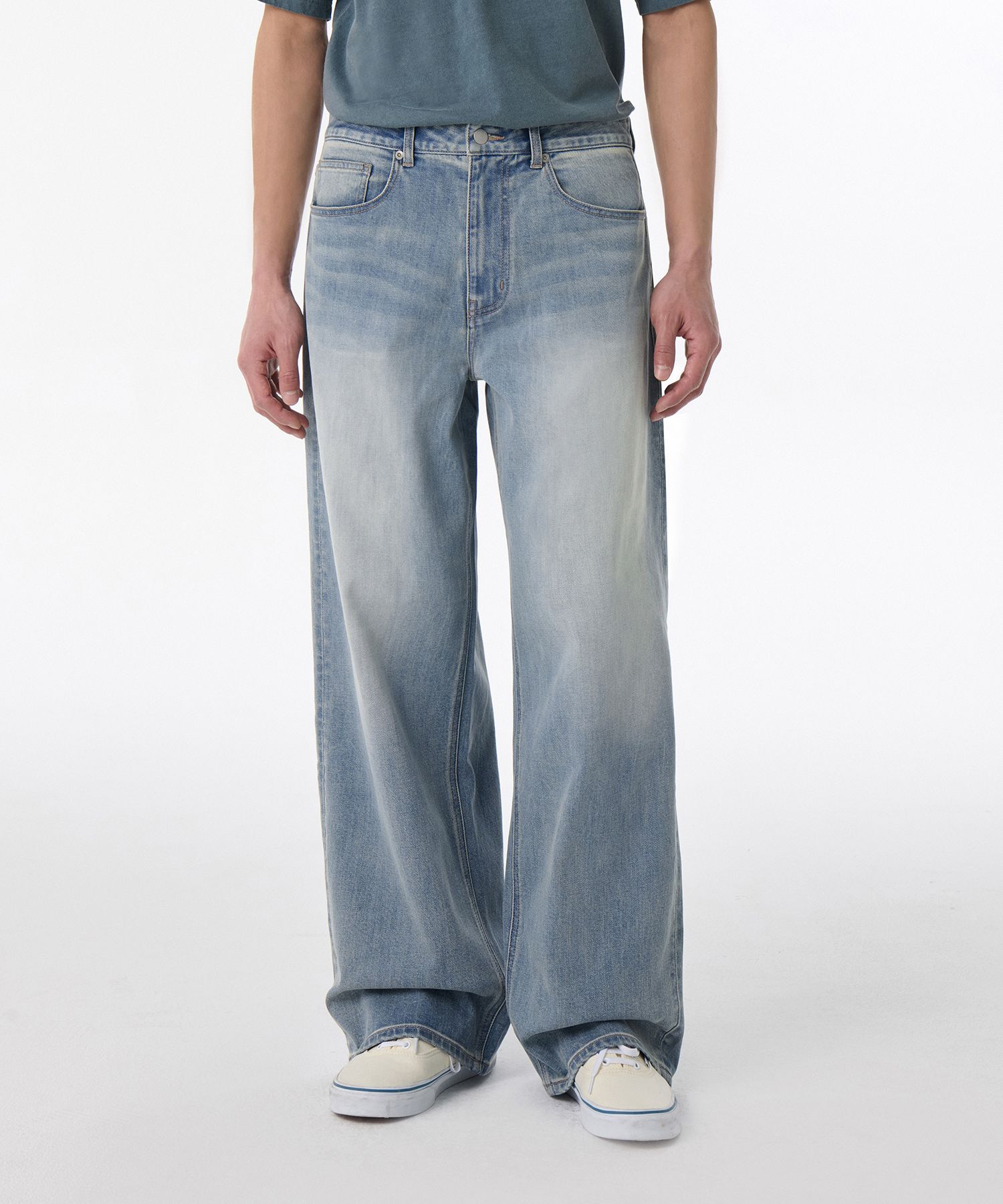 ★MUSINSA STANDARD★ Scrub washed wide denim pants light ind MUSINSA | MUSINSA STANDARD [Cool Standard] Big Brush Extra
