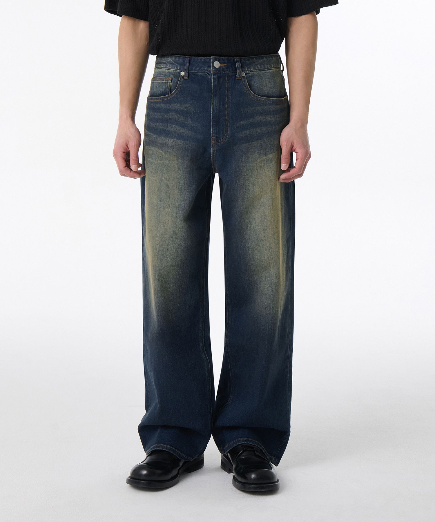 ★MUSINSA STANDARD★ Side brush wide denim pants yellow dark MUSINSA | MUSINSA STANDARD [Cool Standard] Big Brush Extra