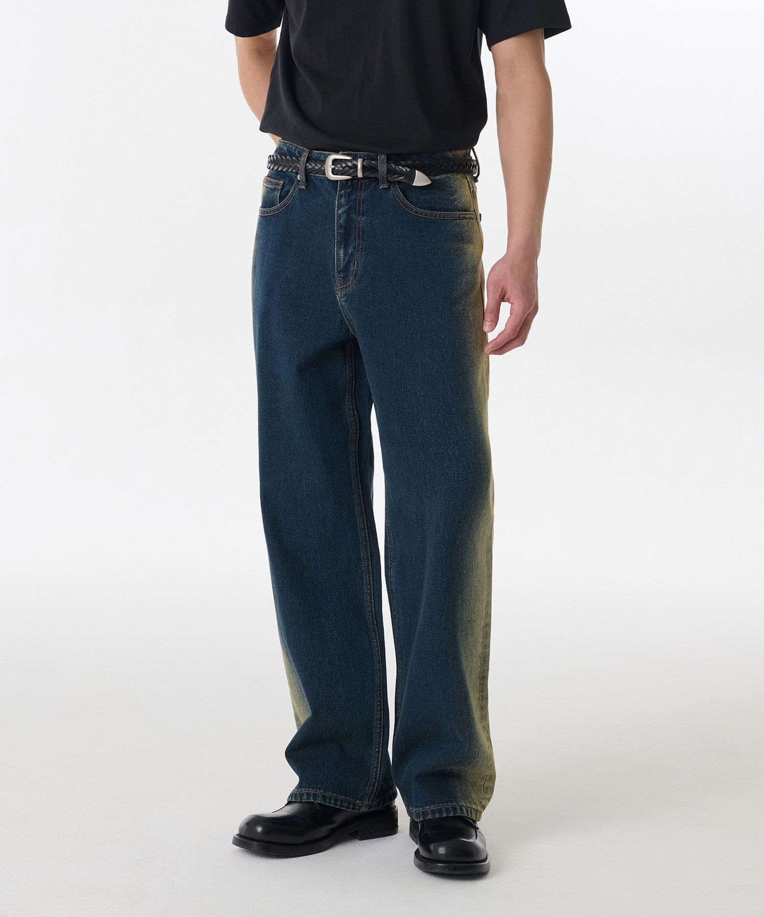 ★MUSINSA STANDARD★ Side brush wide denim pants black MMENP MUSINSA | MUSINSA STANDARD Side Brush Wide Denim Pants