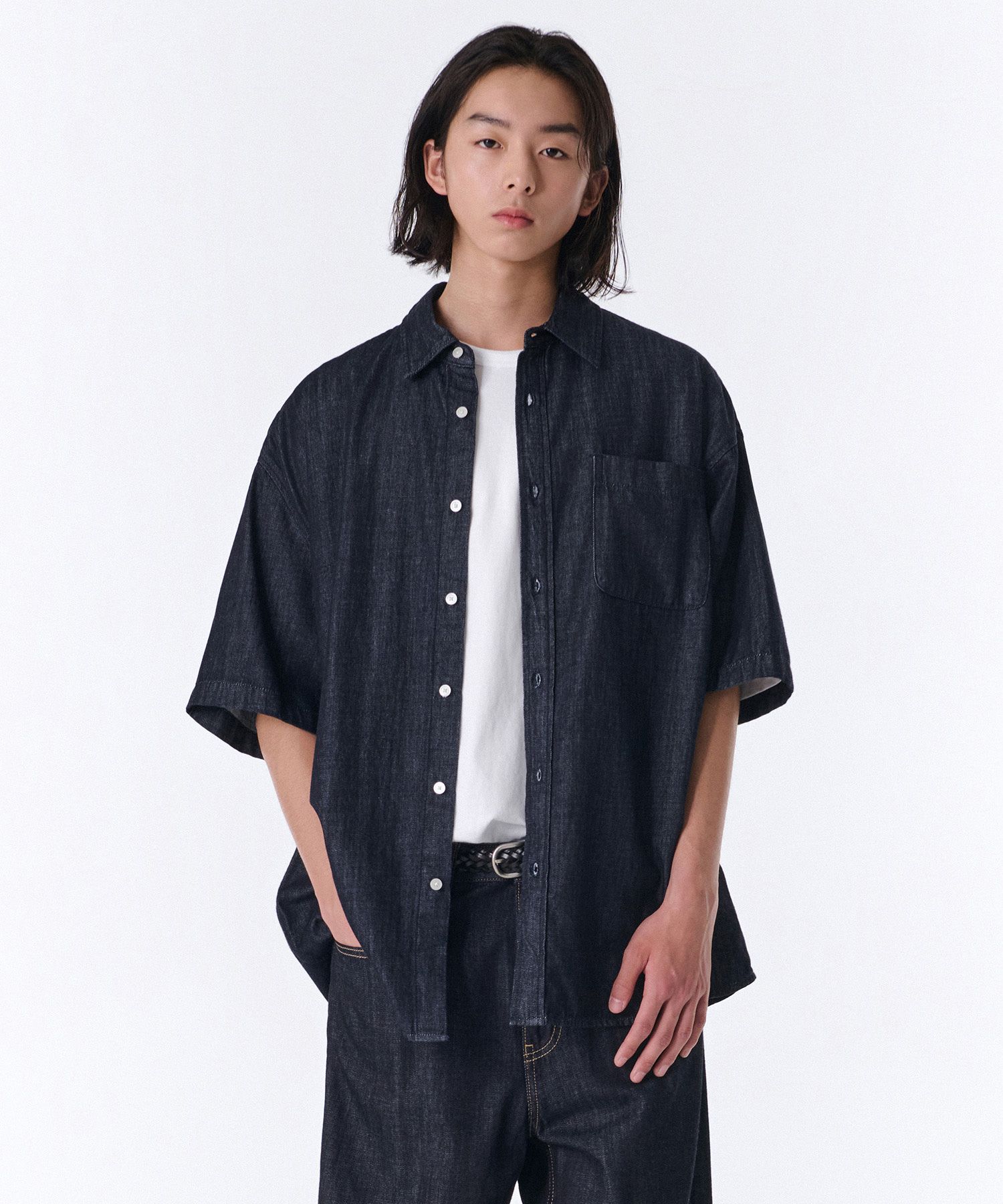 ★MUSINSA STANDARD★ Oversized Short Sleeve Denim Shirt Raw MUSINSA | MUSINSA STANDARD Oversized short sleeve denim