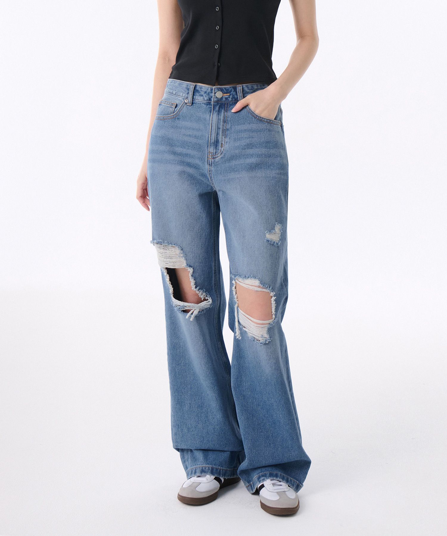 MUSINSA | MUSINSA STANDARD WOMAN Women's Destroyed Knee Wide