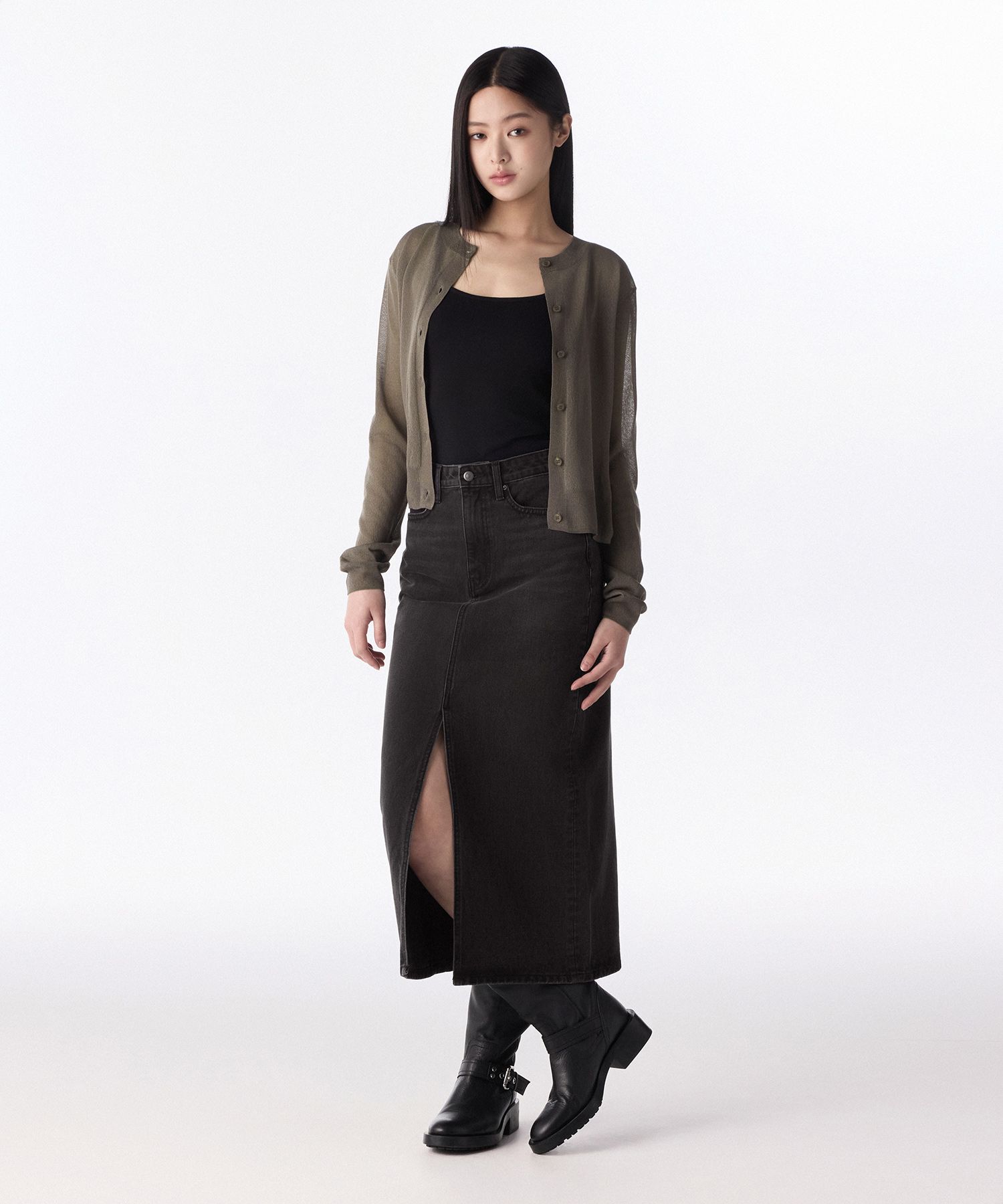 スカート musinsastandardwoman Women's Denim Maxi Skirt Rusty Black MW MUSINSA | MUSINSA STANDARD WOMAN Women's Front Slit Denim