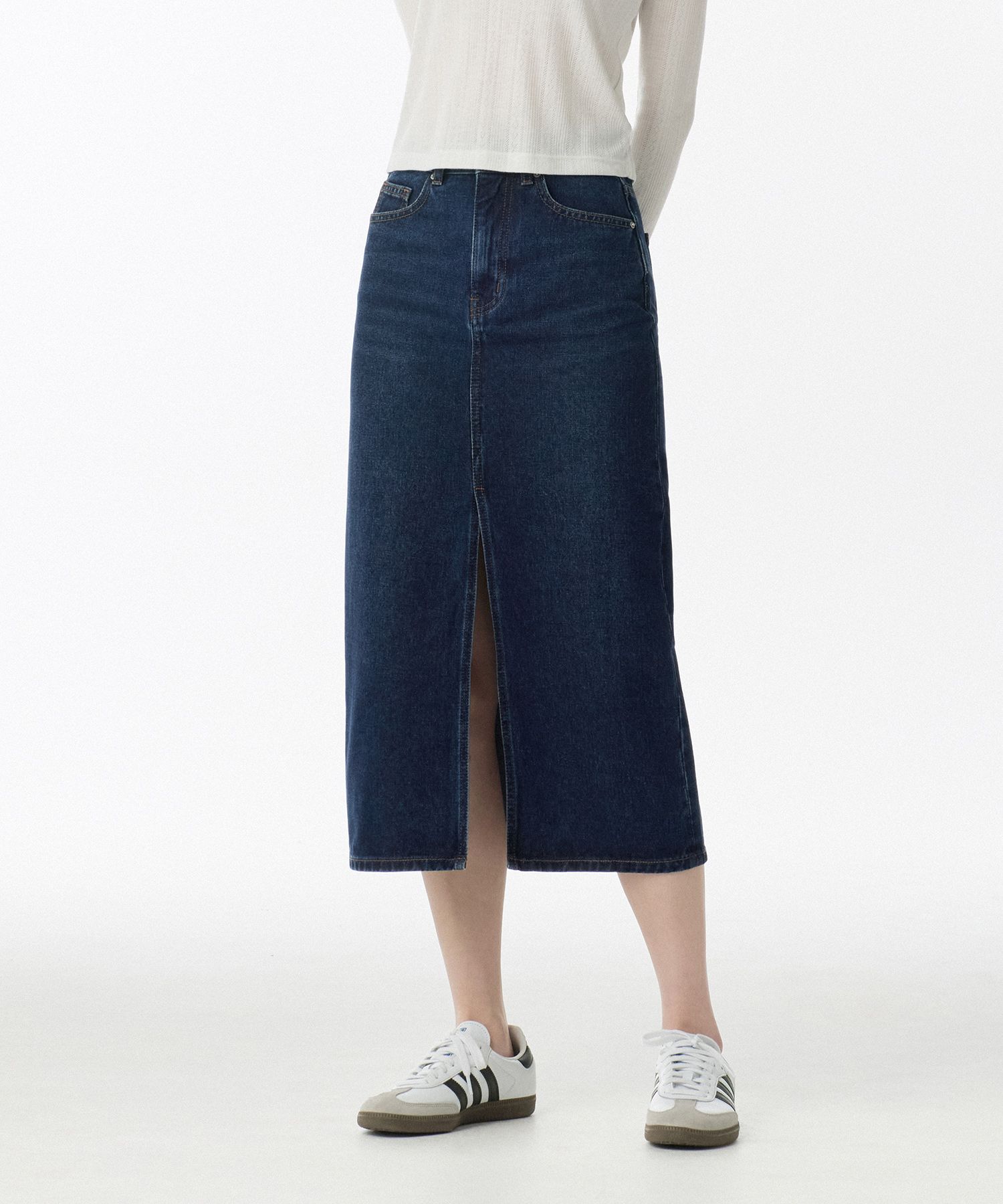スカート musinsastandardwoman Women's Front Slit Denim Long Skirt Gra MUSINSA | MUSINSA STANDARD WOMAN Women's Front Slit Denim