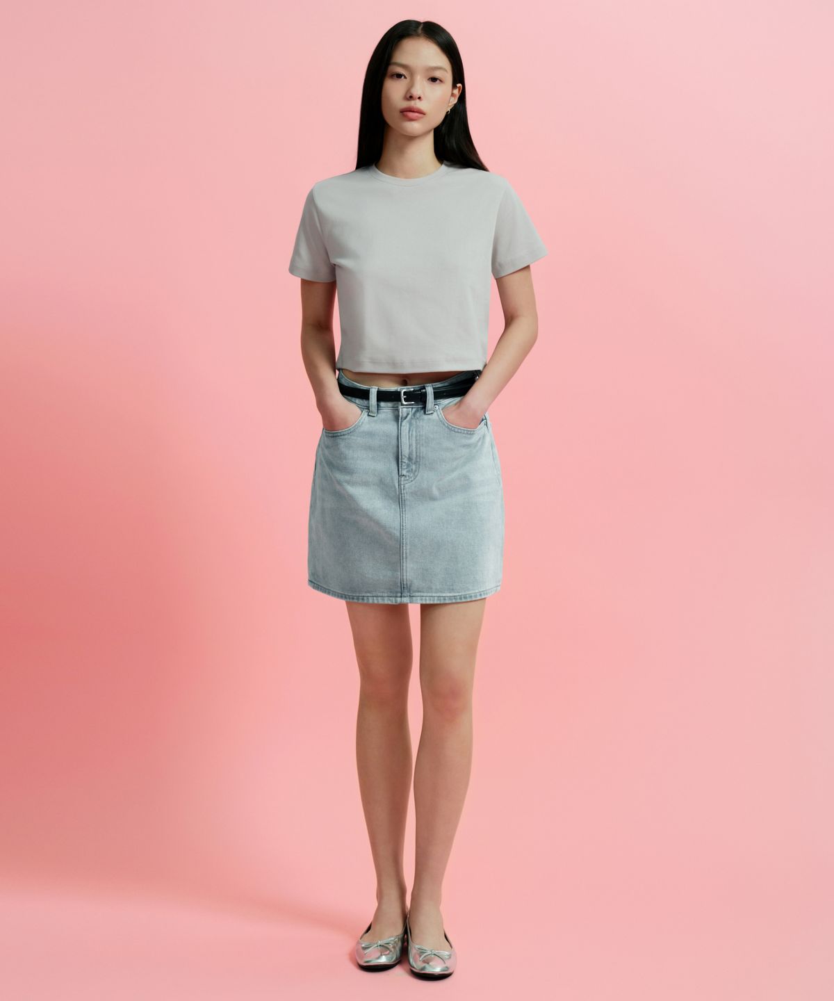 무신사 스탠다드 우먼(MUSINSA STANDARD WOMAN) 우먼즈 데님 미니 스커트 [스카이 블루]
