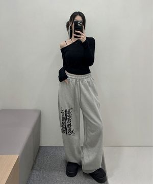 씨알에스디엘 레터링 와이드  밴딩 팬츠