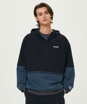 씨너리 컬러블럭 아노락 BLACK