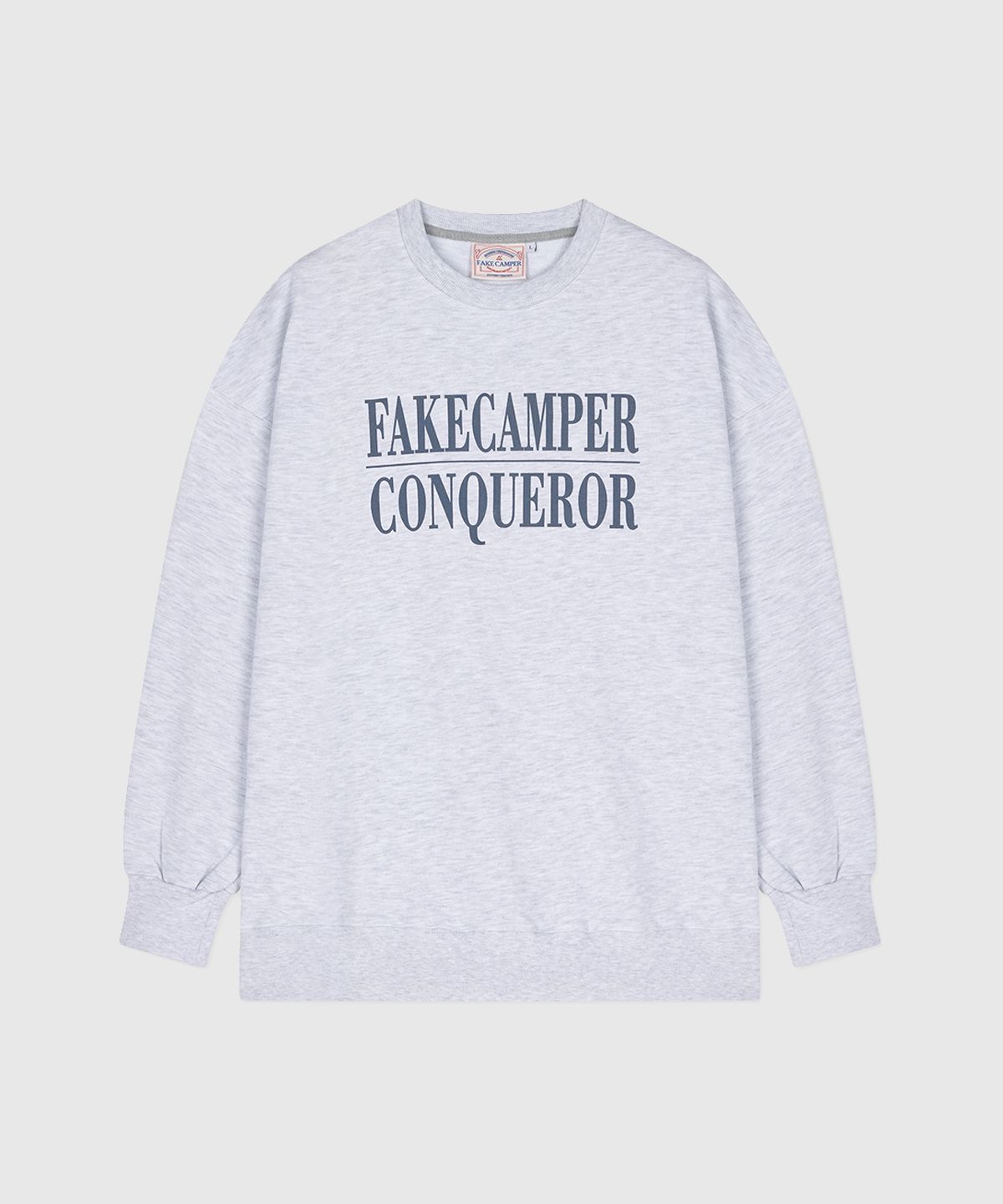 페이크캠퍼(FAKE CAMPER) 퀀커 레터링 로고 맨투맨  [M/GREY]