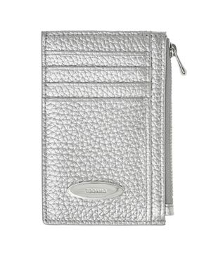 멀티 지퍼 동전 카드지갑 실버 [소가죽]
