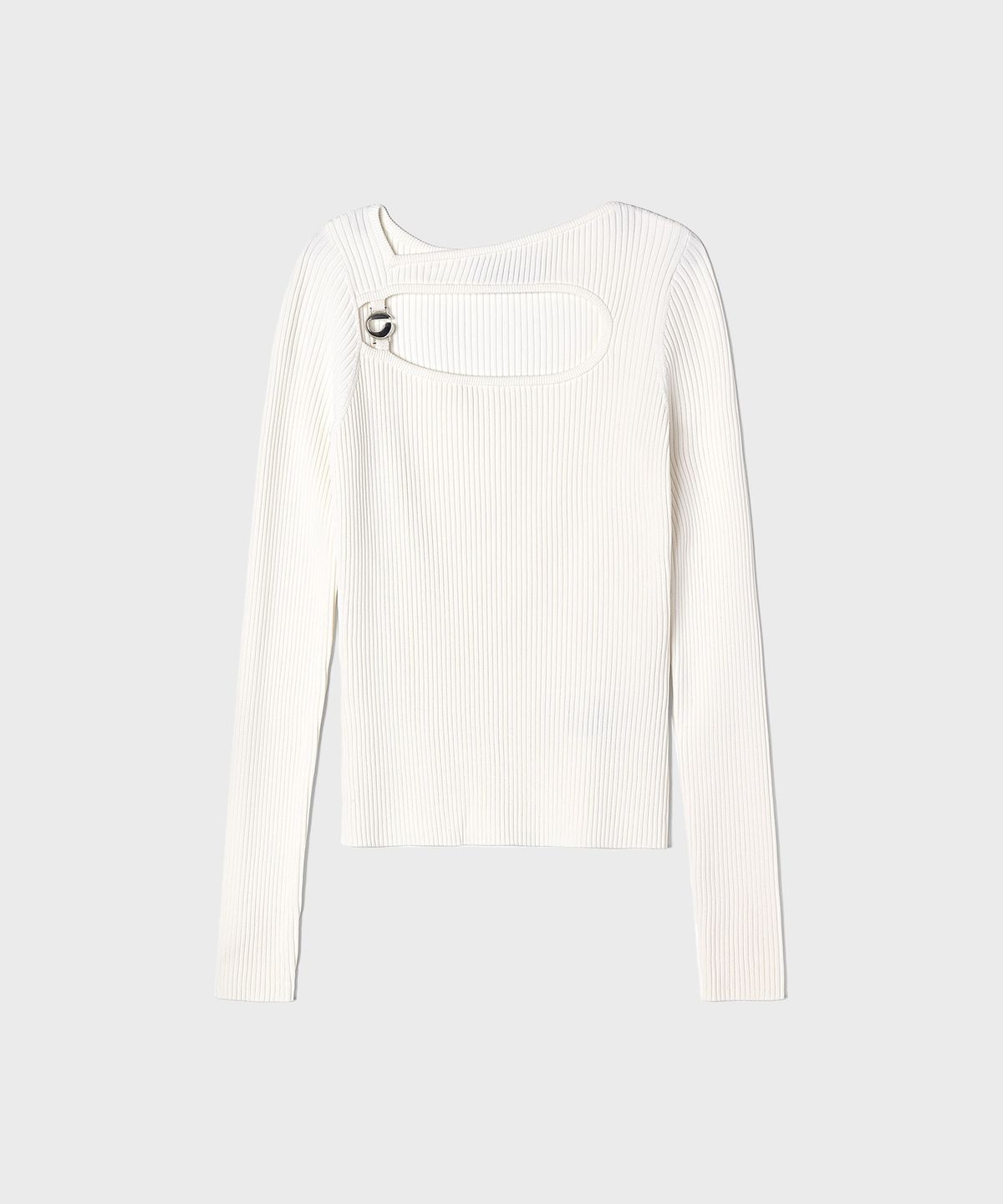 코페르니(COPERNI) (W) 니티드 컷아웃 롱 슬리브 탑 화이트 KNITTED CUT-OUT LONG SLEEVED TOP