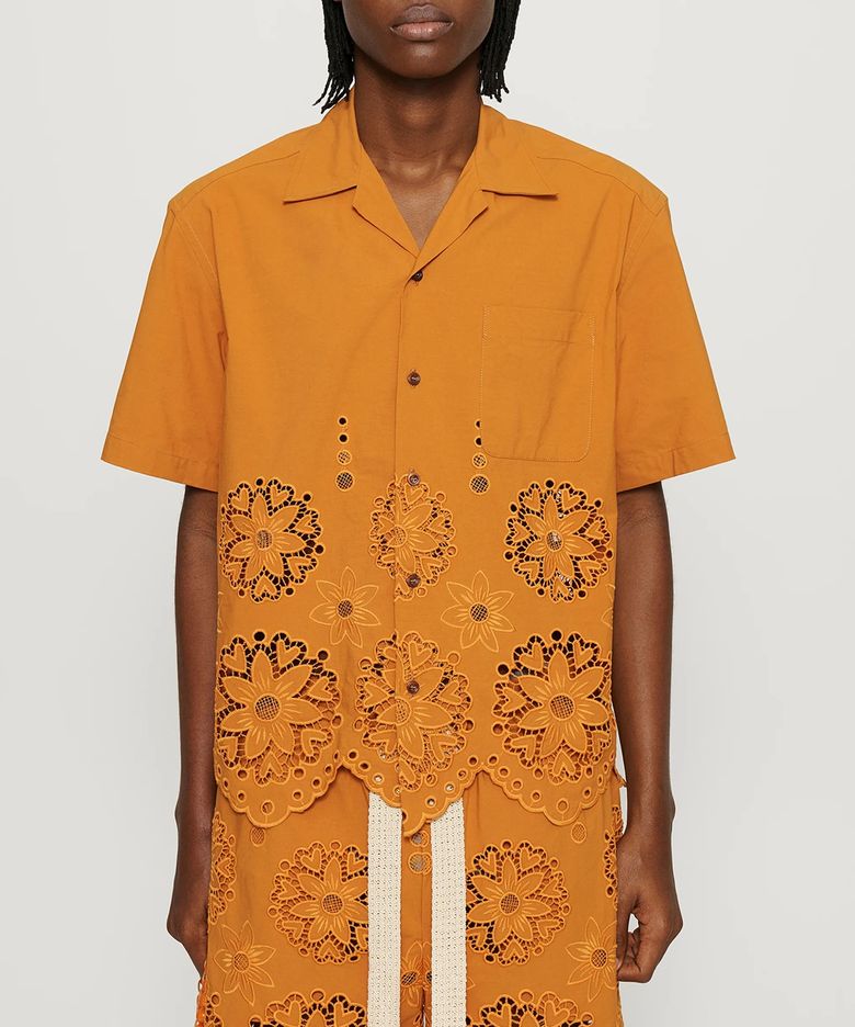 (M) 투레 엄브로이드 셔츠 번트 오렌지 TURE EMBROIDERED SHIRT