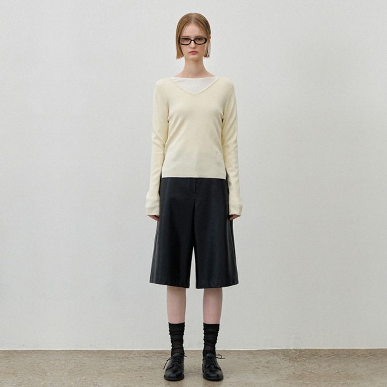 LEATHER BERMUDA PANTS(PT-5618)