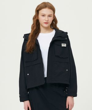 에센셜 안감 후드 자켓 우먼 BLACK