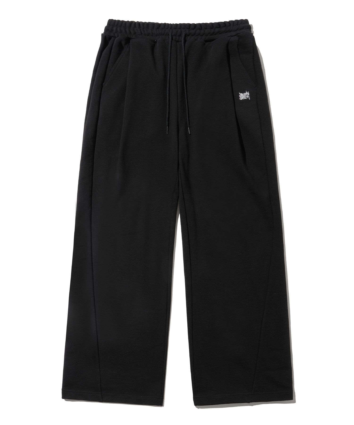 MUSINSA | BROWNBREATH TWO TUCK WIDE TAG SWEAT PANTS - BLACK