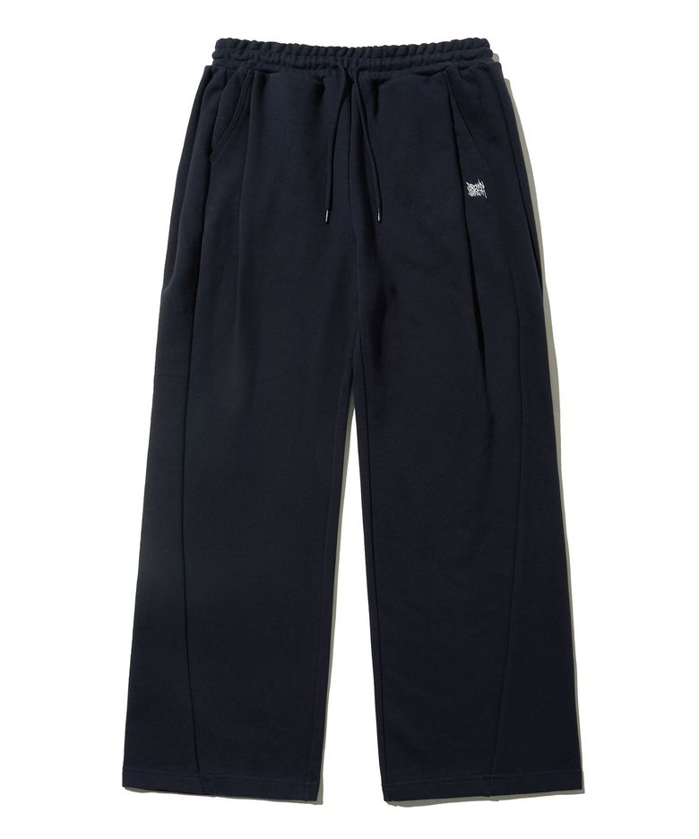 TWO TUCK WIDE TAG SWEAT PANTS - NAVY