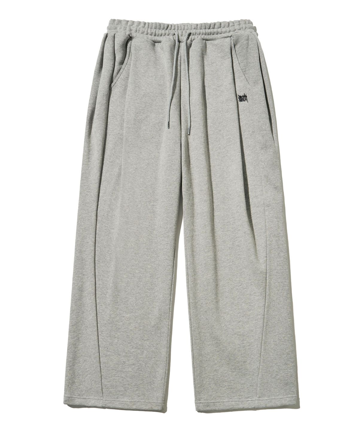 브라운브레스(BROWNBREATH) TWO TUCK WIDE TAG SWEAT PANTS - MELANGE GREY