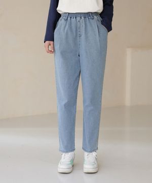 올밴딩 핀턱 배기핏 일자  청바지